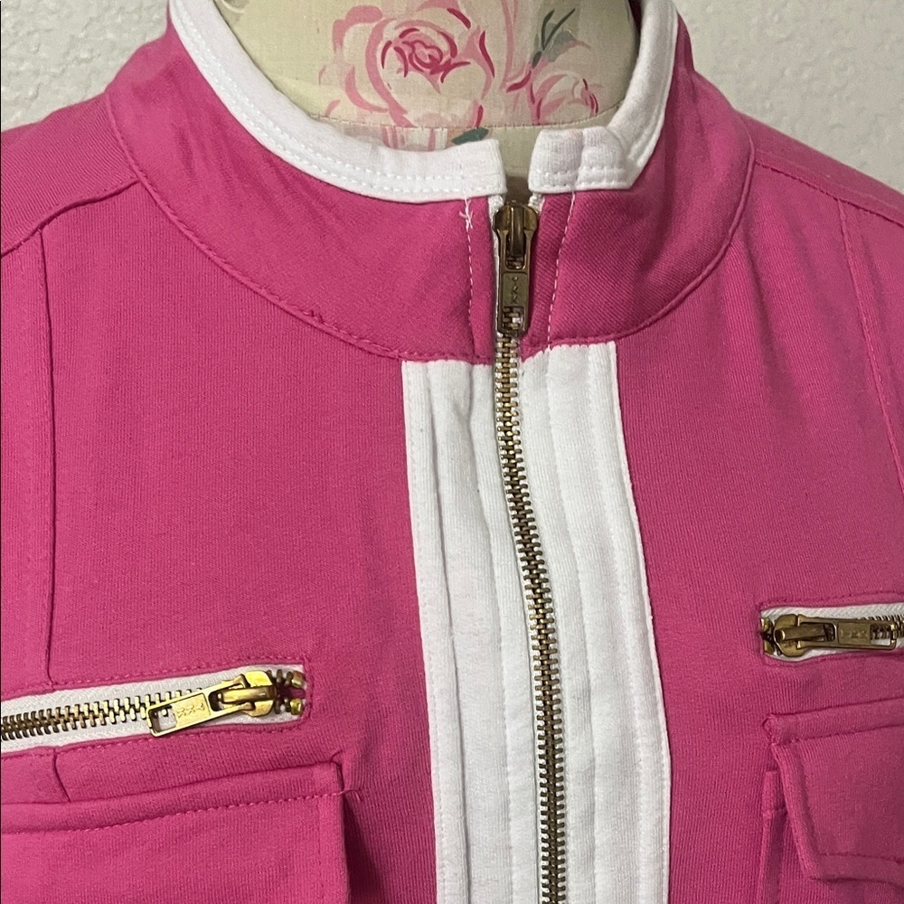 Roaman's Pink Utility Jacket with Gold Details Just Lovely and Ladylike - Picture 11 of 14